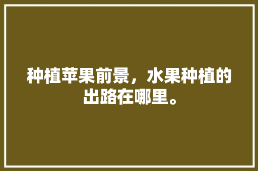 种植苹果前景，水果种植的出路在哪里。 种植苹果前景，水果种植的出路在哪里。 土壤施肥