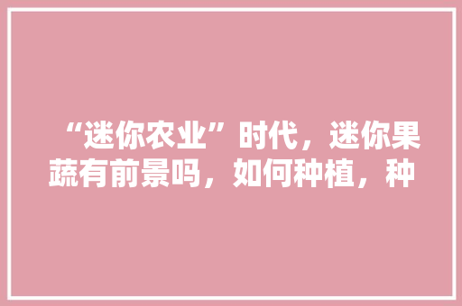 “迷你农业”时代，迷你果蔬有前景吗，如何种植，种植迷你水果黄瓜好吗视频。 “迷你农业”时代，迷你果蔬有前景吗，如何种植，种植迷你水果黄瓜好吗视频。 土壤施肥