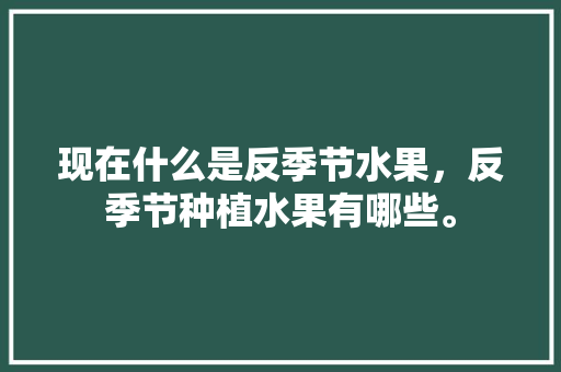 现在什么是反季节水果，反季节种植水果有哪些。 现在什么是反季节水果，反季节种植水果有哪些。 水果种植