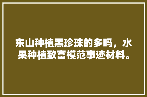 东山种植黑珍珠的多吗，水果种植致富模范事迹材料。 东山种植黑珍珠的多吗，水果种植致富模范事迹材料。 水果种植