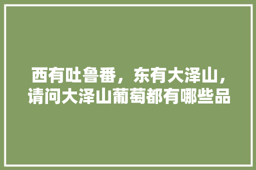 西有吐鲁番，东有大泽山，请问大泽山葡萄都有哪些品种，吐鲁番水果大棚种植品种有哪些。 西有吐鲁番，东有大泽山，请问大泽山葡萄都有哪些品种，吐鲁番水果大棚种植品种有哪些。 畜牧养殖