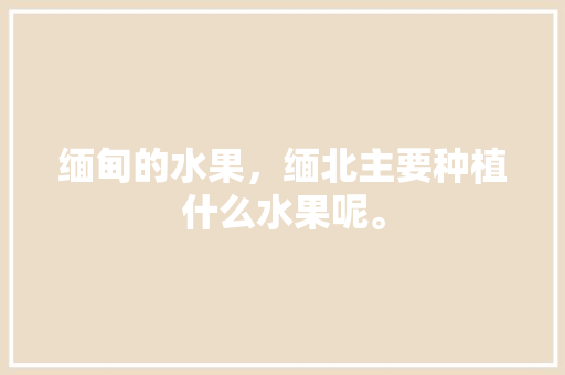 缅甸的水果，缅北主要种植什么水果呢。 缅甸的水果，缅北主要种植什么水果呢。 畜牧养殖