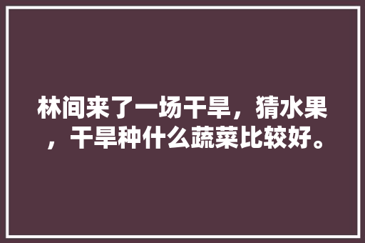 林间来了一场干旱，猜水果，干旱种什么蔬菜比较好。 林间来了一场干旱，猜水果，干旱种什么蔬菜比较好。 畜牧养殖