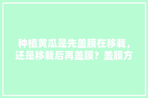 种植黄瓜是先盖膜在移栽，还是移栽后再盖膜？盖膜方法有哪些，水果大棚种植黄瓜视频教程。 种植黄瓜是先盖膜在移栽，还是移栽后再盖膜？盖膜方法有哪些，水果大棚种植黄瓜视频教程。 家禽养殖