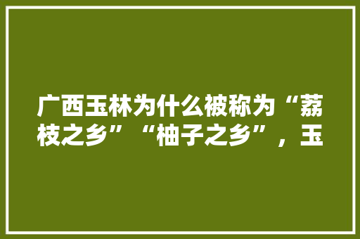 广西玉林为什么被称为“荔枝之乡”“柚子之乡”，玉林哪里种植水果多些啊。 广西玉林为什么被称为“荔枝之乡”“柚子之乡”，玉林哪里种植水果多些啊。 蔬菜种植