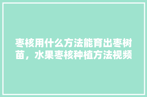 枣核用什么方法能育出枣树苗，水果枣核种植方法视频。 枣核用什么方法能育出枣树苗，水果枣核种植方法视频。 畜牧养殖