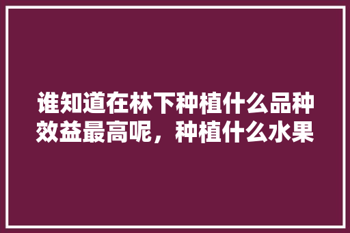 谁知道在林下种植什么品种效益最高呢，种植什么水果有市场空间。 谁知道在林下种植什么品种效益最高呢，种植什么水果有市场空间。 水果种植