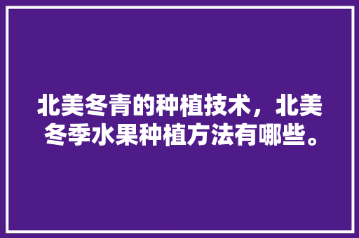 北美冬青的种植技术，北美冬季水果种植方法有哪些。 北美冬青的种植技术，北美冬季水果种植方法有哪些。 土壤施肥