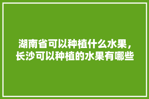 湖南省可以种植什么水果，长沙可以种植的水果有哪些。 湖南省可以种植什么水果，长沙可以种植的水果有哪些。 水果种植