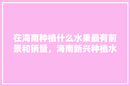 在海南种植什么水果最有前景和销量，海南新兴种植水果有哪些。 在海南种植什么水果最有前景和销量，海南新兴种植水果有哪些。 水果种植