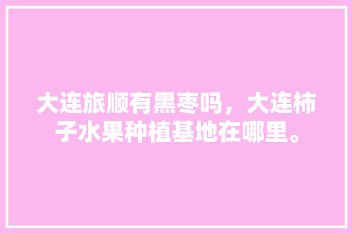 大连旅顺有黑枣吗，大连柿子水果种植基地在哪里。 大连旅顺有黑枣吗，大连柿子水果种植基地在哪里。 蔬菜种植