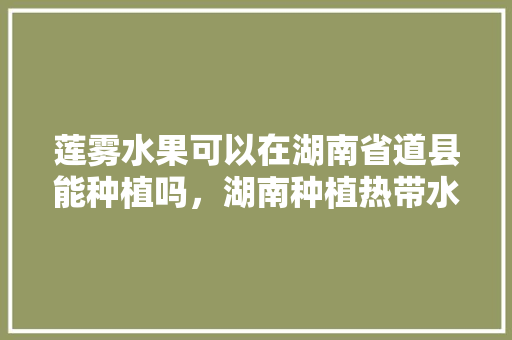 莲雾水果可以在湖南省道县能种植吗，湖南种植热带水果有哪些。 莲雾水果可以在湖南省道县能种植吗，湖南种植热带水果有哪些。 水果种植