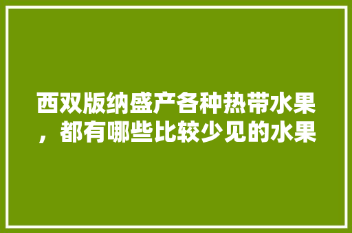 西双版纳盛产各种热带水果，都有哪些比较少见的水果，德宏柚子水果种植基地在哪里。 西双版纳盛产各种热带水果，都有哪些比较少见的水果，德宏柚子水果种植基地在哪里。 水果种植