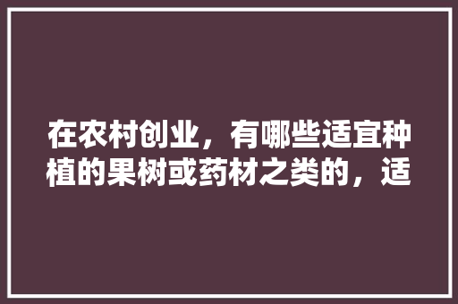 在农村创业，有哪些适宜种植的果树或药材之类的，适合种植的水果苗有哪些。 在农村创业，有哪些适宜种植的果树或药材之类的，适合种植的水果苗有哪些。 畜牧养殖