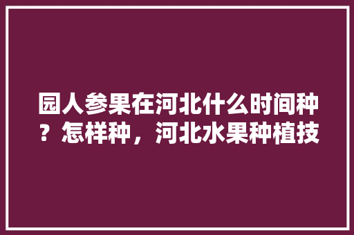 园人参果在河北什么时间种？怎样种，河北水果种植技术与管理。 园人参果在河北什么时间种？怎样种，河北水果种植技术与管理。 家禽养殖