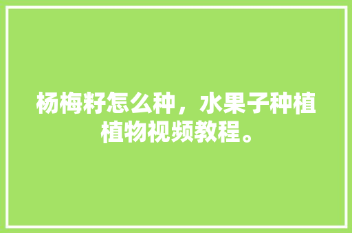 杨梅籽怎么种，水果子种植植物视频教程。 杨梅籽怎么种，水果子种植植物视频教程。 蔬菜种植