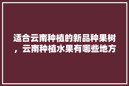 适合云南种植的新品种果树，云南种植水果有哪些地方。 适合云南种植的新品种果树，云南种植水果有哪些地方。 土壤施肥