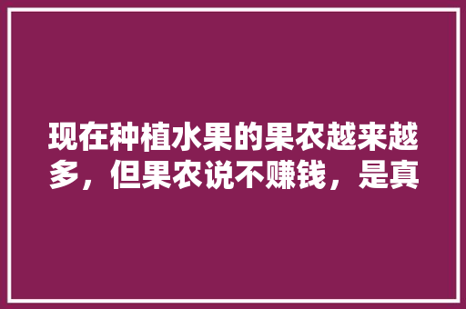 现在种植水果的果农越来越多，但果农说不赚钱，是真的吗，农村种植水果的案例有哪些。 现在种植水果的果农越来越多，但果农说不赚钱，是真的吗，农村种植水果的案例有哪些。 土壤施肥