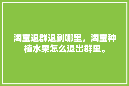 淘宝退群退到哪里，淘宝种植水果怎么退出群里。 淘宝退群退到哪里，淘宝种植水果怎么退出群里。 畜牧养殖