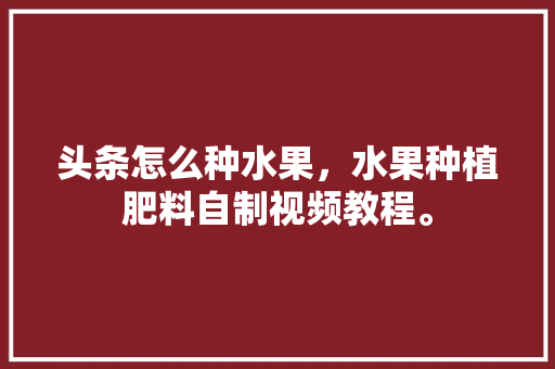 头条怎么种水果，水果种植肥料自制视频教程。 头条怎么种水果，水果种植肥料自制视频教程。 家禽养殖