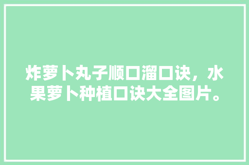 炸萝卜丸子顺口溜口诀，水果萝卜种植口诀大全图片。 炸萝卜丸子顺口溜口诀，水果萝卜种植口诀大全图片。 畜牧养殖