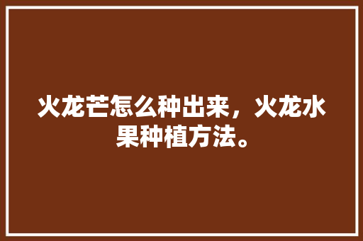 火龙芒怎么种出来，火龙水果种植方法。 火龙芒怎么种出来，火龙水果种植方法。 土壤施肥