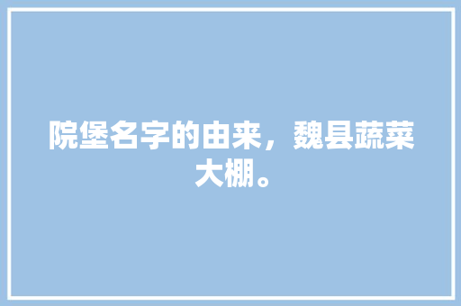 院堡名字的由来，魏县蔬菜大棚。 院堡名字的由来，魏县蔬菜大棚。 水果种植