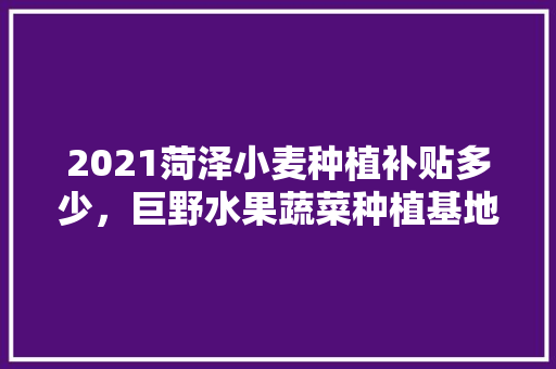 2021菏泽小麦种植补贴多少，巨野水果蔬菜种植基地。 2021菏泽小麦种植补贴多少，巨野水果蔬菜种植基地。 家禽养殖