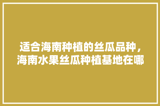 适合海南种植的丝瓜品种，海南水果丝瓜种植基地在哪里。 适合海南种植的丝瓜品种，海南水果丝瓜种植基地在哪里。 土壤施肥