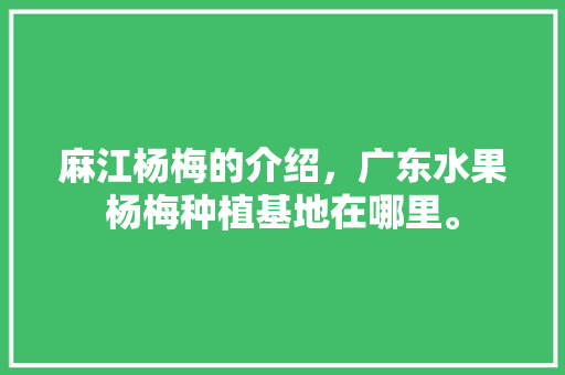 麻江杨梅的介绍，广东水果杨梅种植基地在哪里。 麻江杨梅的介绍，广东水果杨梅种植基地在哪里。 畜牧养殖