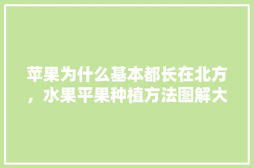 苹果为什么基本都长在北方，水果平果种植方法图解大全。 苹果为什么基本都长在北方，水果平果种植方法图解大全。 土壤施肥