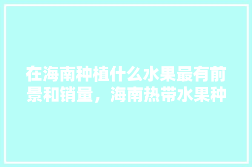 在海南种植什么水果最有前景和销量，海南热带水果种植园。 在海南种植什么水果最有前景和销量，海南热带水果种植园。 土壤施肥