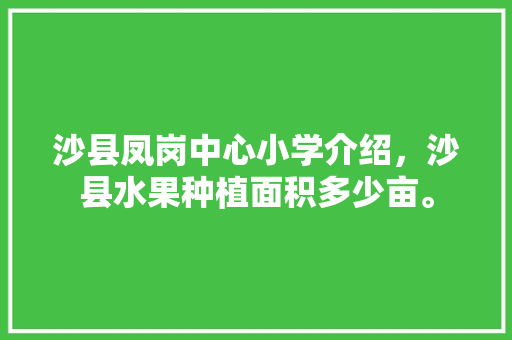 沙县凤岗中心小学介绍，沙县水果种植面积多少亩。 沙县凤岗中心小学介绍，沙县水果种植面积多少亩。 蔬菜种植