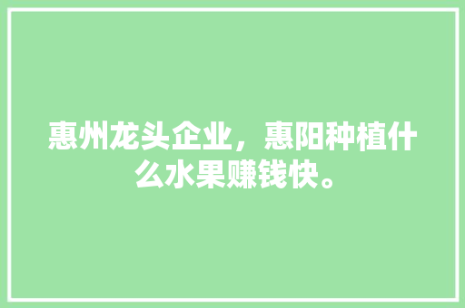 惠州龙头企业，惠阳种植什么水果赚钱快。 惠州龙头企业，惠阳种植什么水果赚钱快。 水果种植