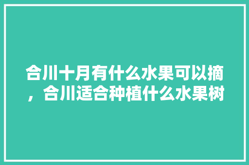 合川十月有什么水果可以摘，合川适合种植什么水果树。 合川十月有什么水果可以摘，合川适合种植什么水果树。 土壤施肥