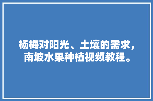 杨梅对阳光、土壤的需求，南坡水果种植视频教程。 杨梅对阳光、土壤的需求，南坡水果种植视频教程。 土壤施肥