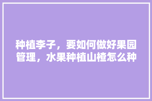 种植李子，要如何做好果园管理，水果种植山楂怎么种植。 种植李子，要如何做好果园管理，水果种植山楂怎么种植。 蔬菜种植