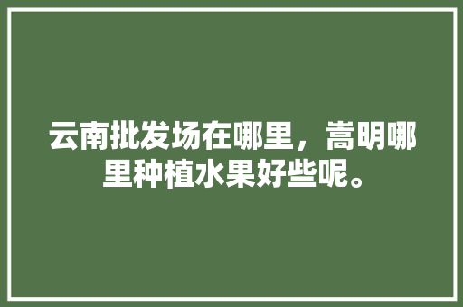 云南批发场在哪里，嵩明哪里种植水果好些呢。 云南批发场在哪里，嵩明哪里种植水果好些呢。 水果种植