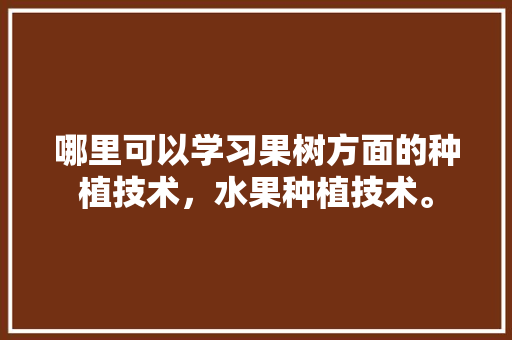 哪里可以学习果树方面的种植技术，水果种植技术。 哪里可以学习果树方面的种植技术，水果种植技术。 水果种植