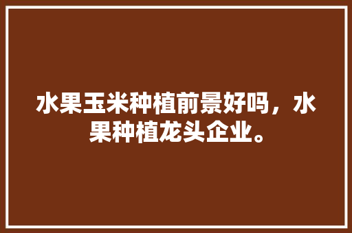 水果玉米种植前景好吗，水果种植龙头企业。 水果玉米种植前景好吗，水果种植龙头企业。 土壤施肥