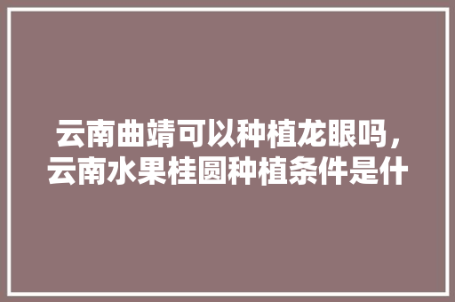 云南曲靖可以种植龙眼吗，云南水果桂圆种植条件是什么。 云南曲靖可以种植龙眼吗，云南水果桂圆种植条件是什么。 水果种植