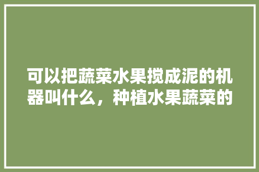 可以把蔬菜水果搅成泥的机器叫什么，种植水果蔬菜的机械设备。 可以把蔬菜水果搅成泥的机器叫什么，种植水果蔬菜的机械设备。 水果种植