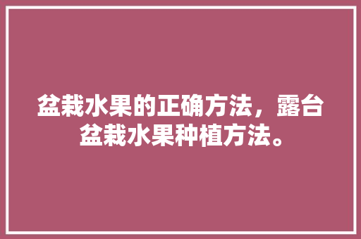 盆栽水果的正确方法，露台盆栽水果种植方法。 盆栽水果的正确方法，露台盆栽水果种植方法。 畜牧养殖