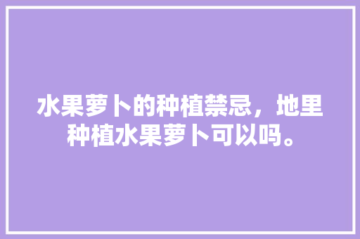 水果萝卜的种植禁忌，地里种植水果萝卜可以吗。 水果萝卜的种植禁忌，地里种植水果萝卜可以吗。 蔬菜种植