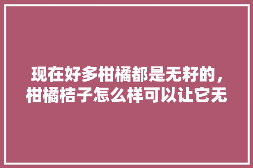 现在好多柑橘都是无籽的，柑橘桔子怎么样可以让它无籽，无籽水果怎么种植视频。 现在好多柑橘都是无籽的，柑橘桔子怎么样可以让它无籽，无籽水果怎么种植视频。 蔬菜种植