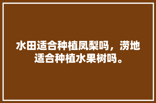 水田适合种植凤梨吗，涝地适合种植水果树吗。 水田适合种植凤梨吗，涝地适合种植水果树吗。 水果种植