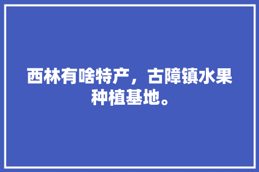 西林有啥特产，古障镇水果种植基地。 西林有啥特产，古障镇水果种植基地。 土壤施肥