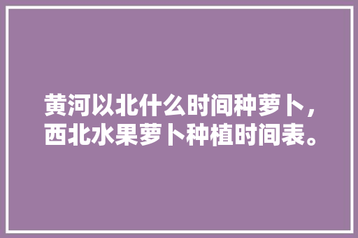 黄河以北什么时间种萝卜，西北水果萝卜种植时间表。 黄河以北什么时间种萝卜，西北水果萝卜种植时间表。 土壤施肥