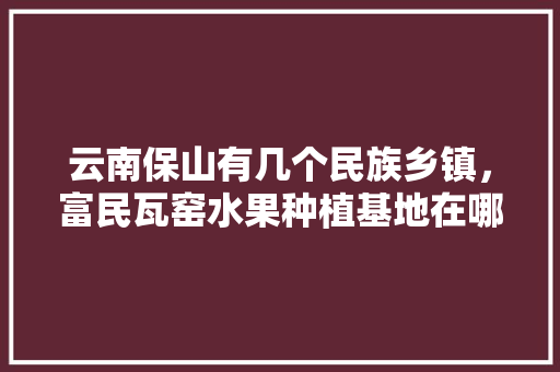 云南保山有几个民族乡镇，富民瓦窑水果种植基地在哪里。 云南保山有几个民族乡镇，富民瓦窑水果种植基地在哪里。 水果种植