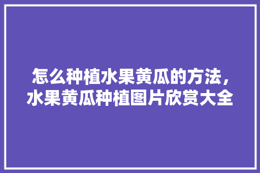 怎么种植水果黄瓜的方法，水果黄瓜种植图片欣赏大全。 怎么种植水果黄瓜的方法，水果黄瓜种植图片欣赏大全。 家禽养殖